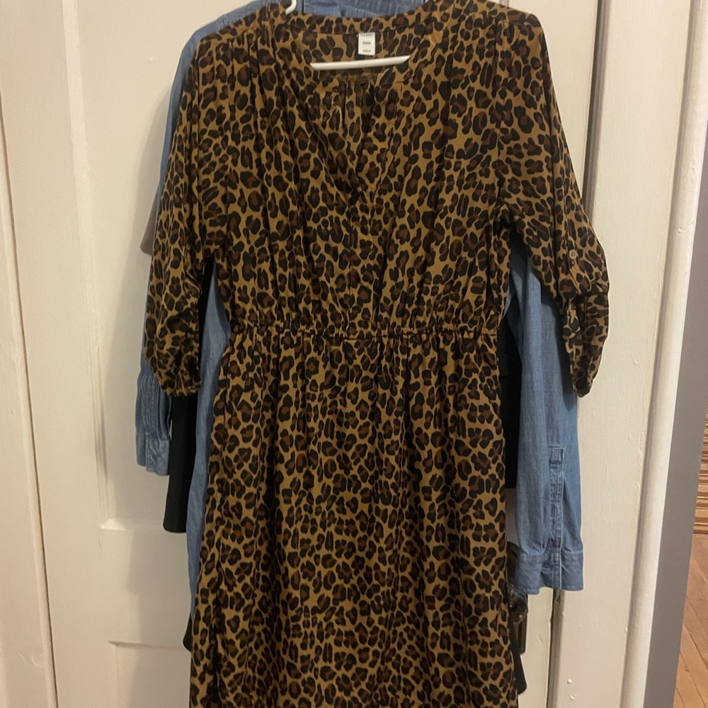 Old Navy Leopard Print Long Sleeve Dress - Brown and Black